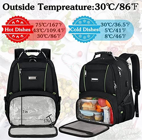 Ručni ruksak za muškarce, izolirana ručak ručak ručak ručak ručak, ekstra veliki putnički backpad backpack TSA Friendly RFID trajna