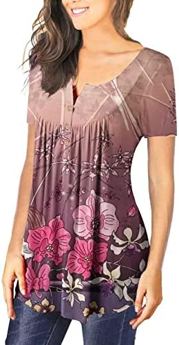 Mrgiinri Ženski Ljetni modni modni vrhovi 2023 Ležerne haljine kratkih rukava Boho cvjetni slatki tines bluze za gamaše