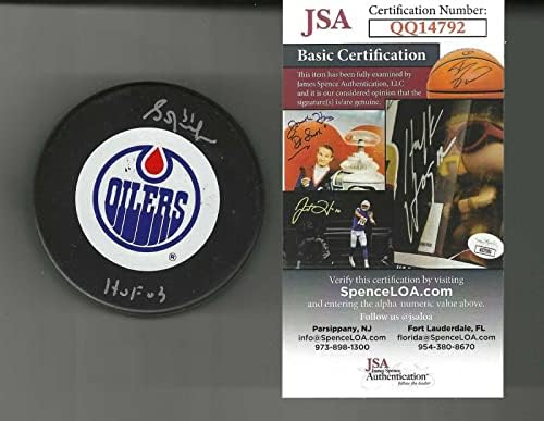 Grant fuhr potpisao Edmonton Oilers Trench Ziegler zvanična igra Pak JSA COA-Autogramed NHL Paks