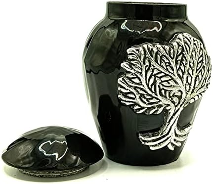 Crna kremacija urne za pepeo odrasli muški / ženski-prekrasan jedinstveni 3D stil ukrasni urn w / baršun torba -5 Aluminijumska mala