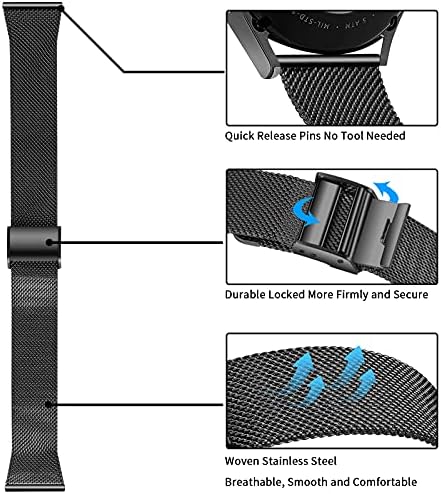 Hayul Band kompatibilan sa Galaxy Watch-om 5 40mm / 44mm / pro 45mm, Galaxy Watch 4 40mm 44mm, Galaxy Watch Active 2 40mm 44mm, metalna mreža od nehrđajućeg čelika za Galaxy Watch 4 Classic 42mm 46mm za žene