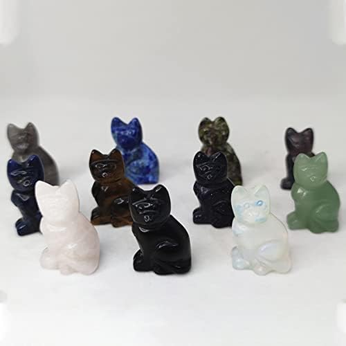 LKXHARLEYA Polirano ljekoviti Crystal Cat statue statua Reiki Gemstone za ljekovit kamen za Feng Shui Meditaciju Početna Dekor, Lapis