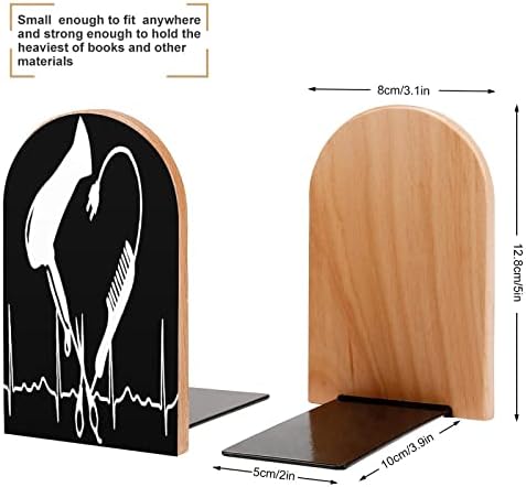 Frizeri Heartbeat štampani drva knjiga završava Non-Skid dekor Bookend mali za ured kući 1 par