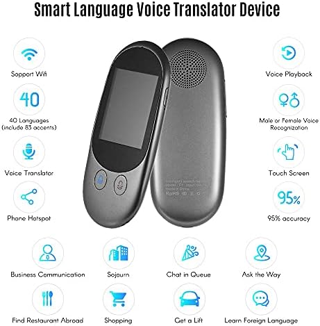 Lukeo Smart Voice prevoditelj uređaja 40 Jezici 2,4 inča zaslon osjetljiv na dodir Punjivi F1A s kamerom
