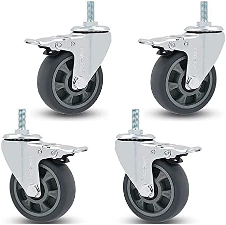 Kotači set od 4, 75 mm Gumeni kotači bez buke, za kolica za namještaj, M12 za okretni navojni navodni kotači, nosivosti 300kg kotačići
