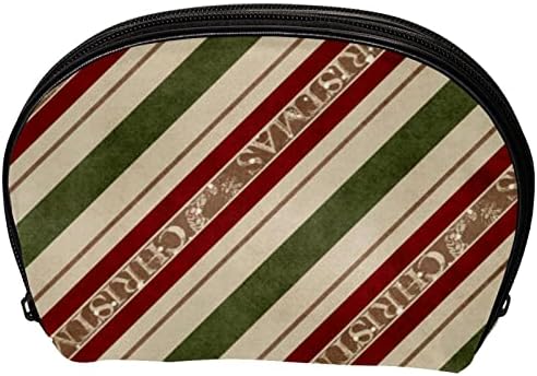 Toaletna torba, putni šminka kozmetička torba za žene muškarci, crvene i zelene pruge Božićni vintage
