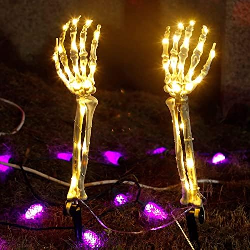 ZISSK Halloween Skeleton Hands Ground Insertion Lights, Halloween Decorations, 8 Flash modovi, LED bakrena žica lampa za Holiday Party