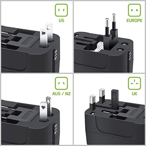 Putovanje USB Plus International Power adapter kompatibilan s Videocon Infinium Z45Q zvijezda za svjetsku energiju za 3 uređaja USB