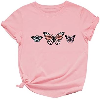 Ženske valentinske majice prevelizirani kratki rukav leptir Ispis o vratu labave majice za ljetne bluze za djevojčice