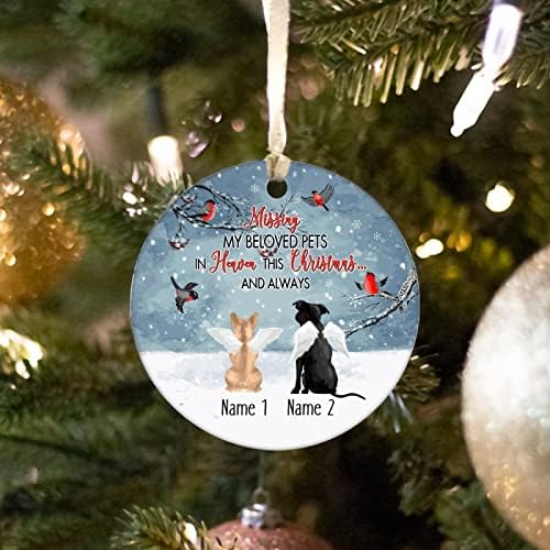 Spomen Pet tema Božić tree Ornament, Miss moj voljeni ljubimac na nebu običaj ime psa keramički Ornament, spomen pas Tema 3 inčni Ornament za odmor Party Decor