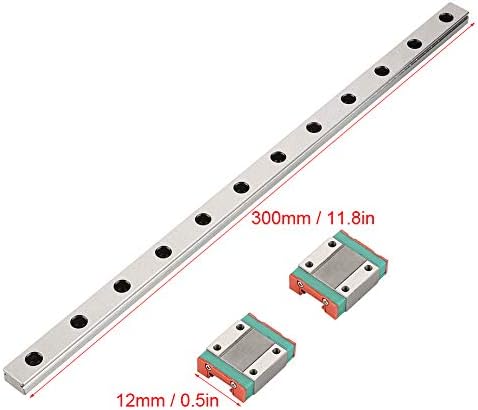 Fafeicy 1kom 300mm MGN12 minijaturna vodilica linearne šine + 2kom MGN12B klizni blokovi, 12mm širina šine, čelik ležaja, linearne