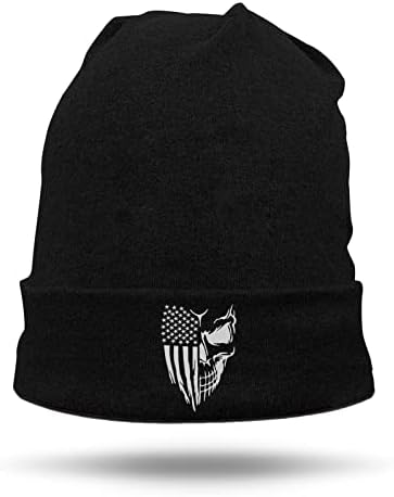 Negi Skull Item Skull Caps za muškarce žene zimski šeširi, mekana topla američka zastava pleteni šešir Muška kapa za žene, Unsiex sat šešir Vanjska crna kapa za muškarce žene