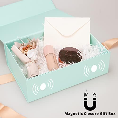 Mondepac poklon kutija 11x7,5x3,5 inča, plava poklon kutija sa magnetskim poklopcem, velika poklon kutija sadrži karticu, vrpcu, poklon
