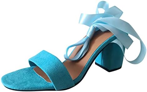 RBCulf sandale za žene Chunky Heels Dressy Cipes Ljetna moda Prozračna slobodno vrijeme Suede remen Sandale Papuče na otvorenom