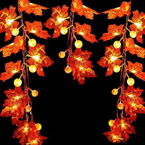 Maple Pumpkin Lantern niz Halloween dekoracija, 1.5 M Fall Vine Garland viseća svjetla za žice ukrasi za Halloween zahvalnosti Party vanjski unutarnji svjetlosni post dekori sa 10 lopti