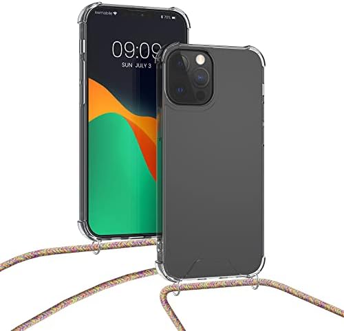 KWMobile Crossbody Case kompatibilan sa Apple iPhone 13 Pro Max Case - Clear TPU telefonski poklopac W / remen kabela za remen - prozirna / tamno ružičasta / ljubičasta / žuta