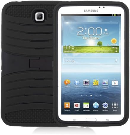[Nosorog] Crna Teška tvrđava Hybrid Exced Hybrid Cutrola sa izgradnjom u Kickstanu Zaštitni slučaj za Samsung tablet Galaxy Tab 3 7 P3200