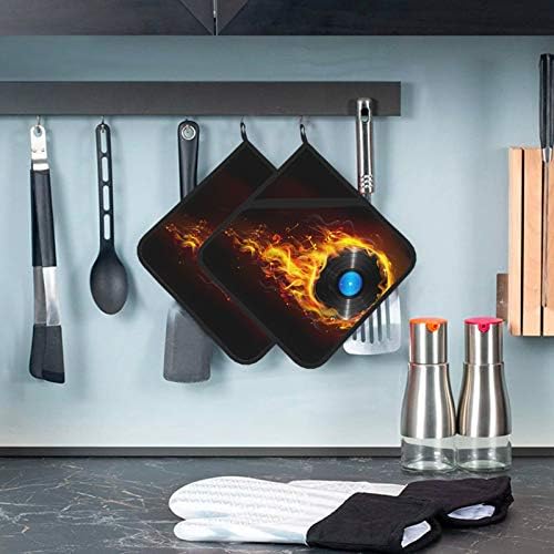 Ilustracija Disc Fire Flame Sizzling Music Pot držači za kuhinjske toplotne toplotne topline za kuhinjski brojač 2 kom Pećni nosači lonca 8 × 8 inča za kuhanje i pečenje
