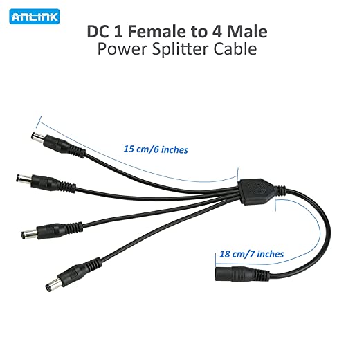 ANLINK 2 pakovanje crna 1 ženska do 4 muško 5,5 mm * 2,1 mm DC razdjelnik kabela, 1 do 4 puta DC izlaz i adapter kabel kabela za CCTV