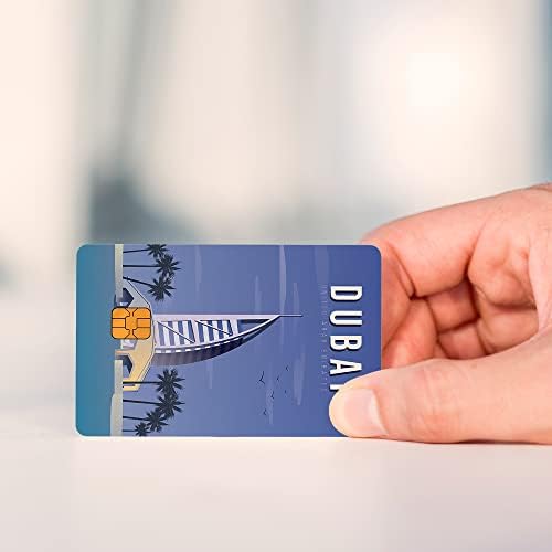 4kom / set kartica naljepnica sa Retro stilom Dubai Burj Al Arab-Trippy Vinilna naljepnica za kreditnu,debitnu, transportnu karticu, bankovnu karticu za zaštitu kože i personalizaciju, tanka vodootporna pokrivna kartica