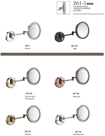 ZAAHH 8-inčna LED svjetla ogledala za šminkanje na zidu dvostrana dodirna baza prekidač uvećavajući kupatilo za brijanje podesivo