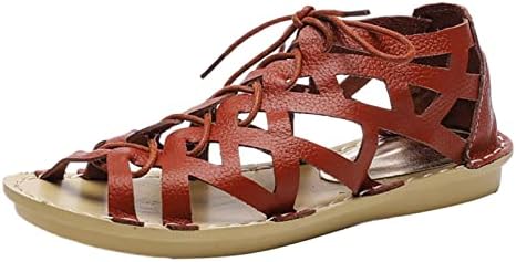 Wassece zatvorene vodene sandale Ženske čvrste boje izdužete vintage udobne lagane kože ljetne etničke sandale slatke sandale sa petama