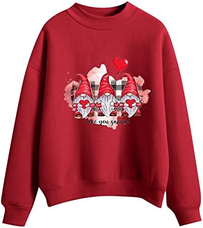 Ženski duksevi za Dan zaljubljenih slatki patuljak Print Ljubav Srce grafički pulover vrhovi smešni novitet Streetwear Shirts