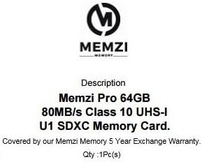 MEMZI PRO 64GB Klasa 10 80MB/s SDXC memorijska kartica za Fujifilm FinePix F665EXR, F660EXR, F605EXR, F600EXR, F550EXR, F505EXR, F500exr