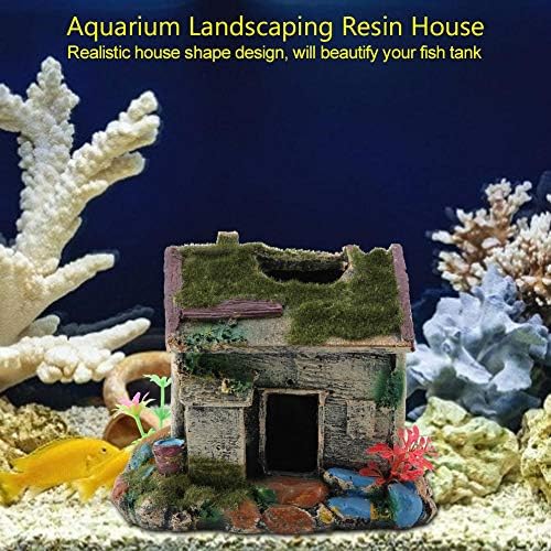 Garosa akvarijska kuća Resin drevne kuće ribe škampi hladnjak sa skrivanjem špilje sa mahovicom za ornament za ribu