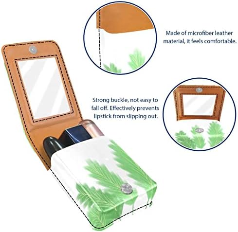 ORYUEKAN Mini torba za šminkanje sa ogledalom, torbica za kvačilo od umjetne kože, minimalistička biljka cvjetni list Zelena