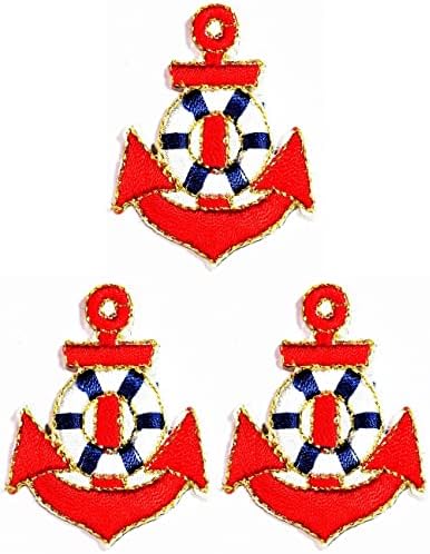 Kleenplus 3kom. Mini Nautical Red Ship's Anchor vezena zakrpa naljepnica od tkanine Crtić pegla na šivajte suvenir poklon zakrpe Logo