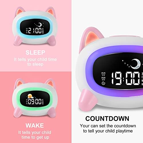Jokirydo Kids Budilica za djevojke OK za buđenje satova za djecu sa dječjim stazama za spavanje Noćna svjetlost Zvučna mašina Slatka