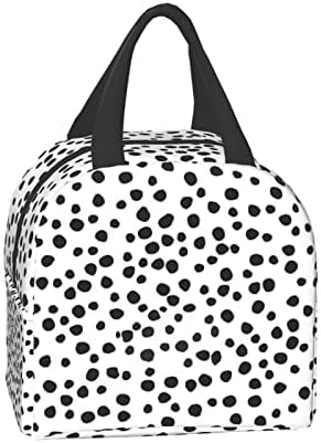 UYEUGV bijela crna Polka Dots torba za ručak za žene i muškarce estetska izolovana kutija za ručak za višekratnu upotrebu ručak Tote