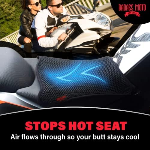 Badass Moto Motorcycle seat Cushion Air Cooling 3d Mesh jastuk za sjedište motocikla. Zaustavlja Hot Seat. Nema Više Znojavih Ljepljivih Guza. Prozračna Navlaka za sjedište motocikla hladi se na suncu. Ventilirati. Jednostavan za instaliranje.