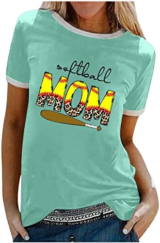 Ljetne casual vrhove dame Leopard Softball mama T majice kratki rukav mama slovo ispis bluza za bluzu posada