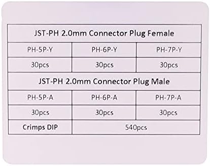 RFaha 720kom jst-PH komplet 2.0 mm 5/6/7 pinski utikač za žensku glavu jst pH Adapter konektor za kućište Kabelska utičnica Muški