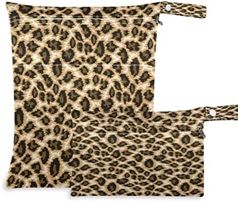 DJYQBFA Leopard Teme za ispis vlažne suhe torbe 2pcs Vodootporna mokra torba za višestruku kostiju za plivanje krpe za kupaće pelene na plaži Bazen teretana