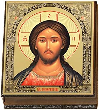 Isuse Krista kružna kutija molitva nakita od kuglice drvena ruska kutija za ikonet, održava vjerski poklon 5 inča