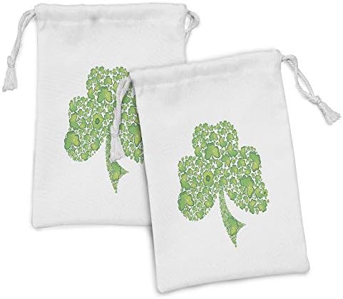 Lunadljiva šamrock tkanina torba od 2, Irski uzorak Saint Patrick sa proljećnim sezoni Celtic Charm dizajn, male torbe za vuču za