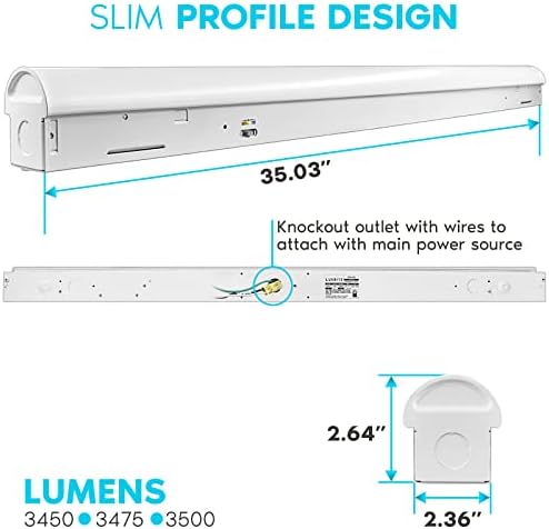 Luxrite 3ft tanak LED SHOP, 25W, 3450 lumena, linearni striptiz lampica, 3 boje koji se može odabrati 3500k-5000k, 0-10V zatamnjeno,