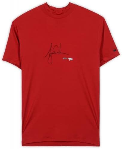 Tiger Woods Autographing Red Vapor mock Turtleneck Nike Polo - Gornja paluba - autogramirane golf majice