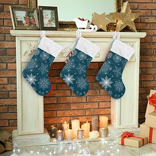 Alaza Božićne čarape Božićne snježne pahulje Klasično personalizirano velikim ukrasima čarapa za obiteljski odmor sezona Party Decor