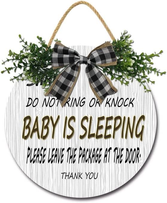 Weytff Baby Sleeping Signe za ulazna vrata Spavaće za spavanje Viseći znak Znak, nemojte kucati ili zvoniti, okrugla drvena vješalica