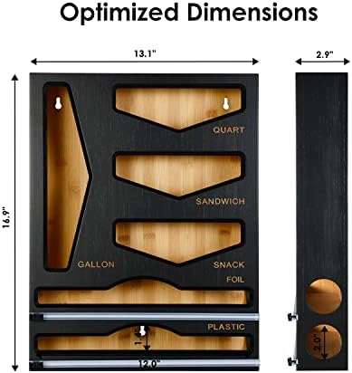 Cozee Bay bambus ziplock torba organizator sa folijom i plastičnom folijom Organizator, kuhinja ladica Organizator, Wrap dozator sa rezač, za galon, Quart, sendvič, Snack torbe i 12 Roll
