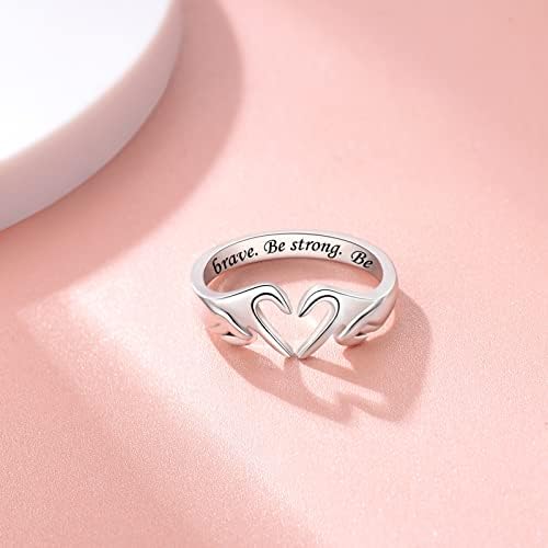 925 srebra srce Claddagh prstenje za žene Teen Djevojke, Podesiva Bijelo zlato pozlaćeni prsten prijateljstvo Promise Love srce nakit
