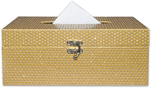 Kutija s drvenim tkivom Pokrivač pravokutnog, ukrasnog zlatnog tkiva kutija za spavaću sobu, dnevni boravak, kupaonica, držač sušilice za uređenje pranja rublja
