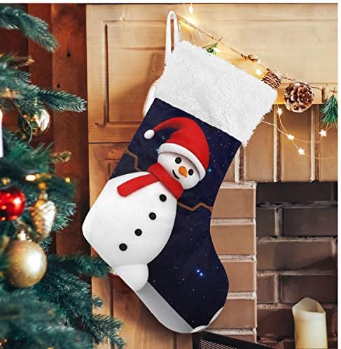 Alaza Božićne čarape Slatki snjegović sa Crvenim Santa Clause Hat Classic Personalizirani Veliki ukrasi za skladištenje za obiteljski