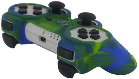 Skque Silikonski mekani zaštitni poklopac futrole za Sony PlayStation 3 kontroler, Camo uzorak, plava, zelena