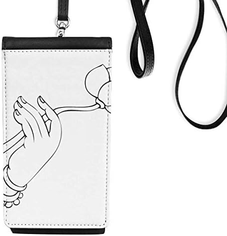 Kultura Lotus ručna linija crtanje uzorka Telefon novčanik torbica Viseće mobilne torbice Crni džep