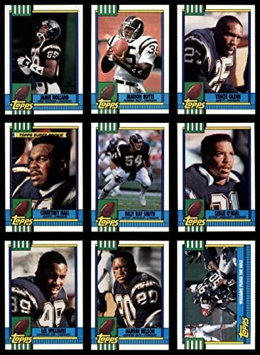 1990. TOPPS San Diego Chargers Gotovo kompletan timski set San Diego Chargers NM / MT punjači